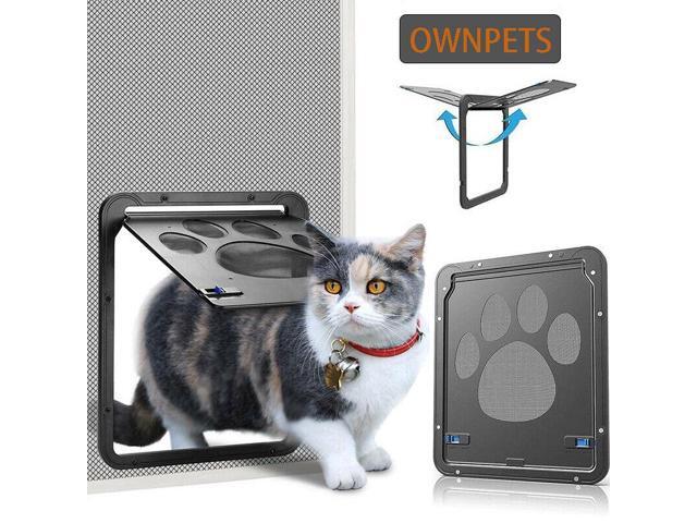 Ownpets Pet Dog Cat Small Screen Locking Flap Door Magnetic Automatic Slide Protector