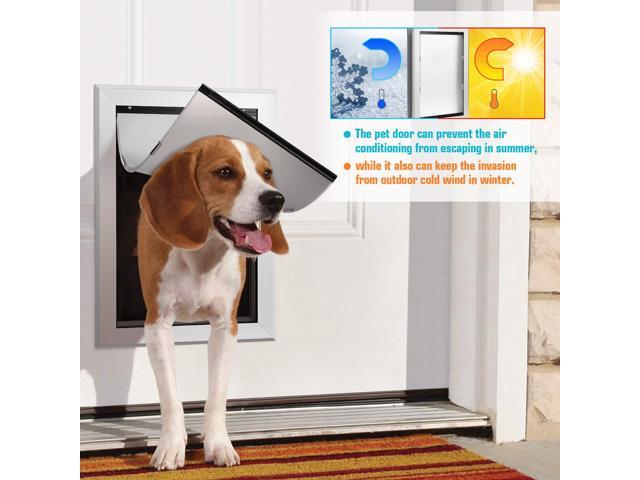 Ownpets Large Pet Door Dog Metal Magnetic Locking Flap Screen Gate Easy to Install Strong & Durable
