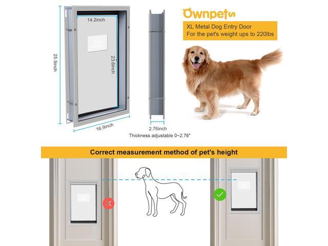 Ownpets XL Larger Pets Deluxe Aluminum Dog & Cat Pet Door with Locking Panel for Screens, Glasses, Doors & Walls, White