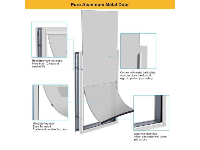 Ownpets XL Larger Pets Deluxe Aluminum Dog & Cat Pet Door with Locking Panel for Screens, Glasses, Doors & Walls, White
