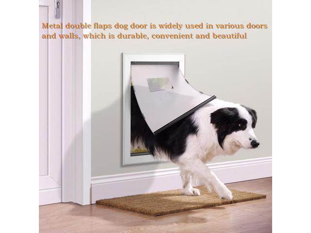 Ownpets Double-Flaps Aluminum Pet Door Larger Size With Magnetic Flap And Safety Guard