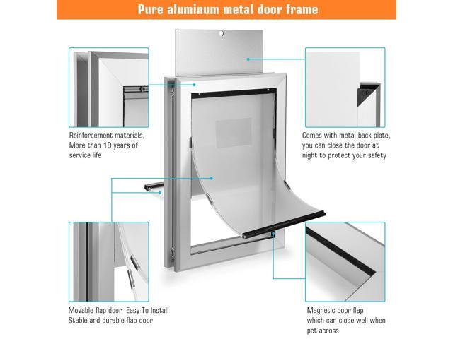 Ownpets Double-Flaps Aluminum Pet Door Larger Size With Magnetic Flap And Safety Guard