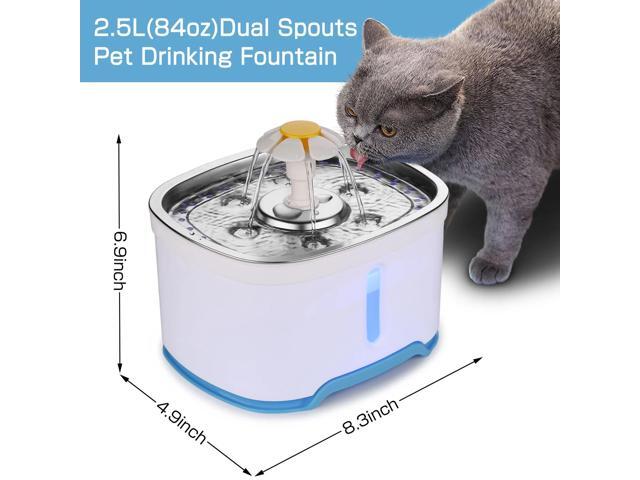 Ownpets 84oz/2.5L Pet Water Dispenser Fountain Cat Dog LED Light Drinking With 2 Spray Heads