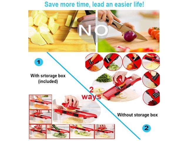 FITNATE Vegetable Slicer Cutter Chopper Grater Julienne With 6 Interchangeable Blades