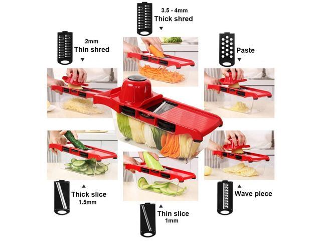 FITNATE Vegetable Slicer Cutter Chopper Grater Julienne With 6 Interchangeable Blades
