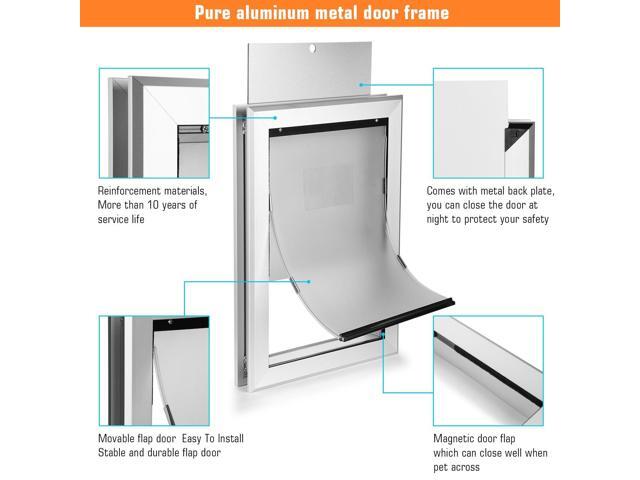 Ownpets Large Pet Door Dog Metal Magnetic Locking Flap Screen Gate Easy to Install Strong & Durable