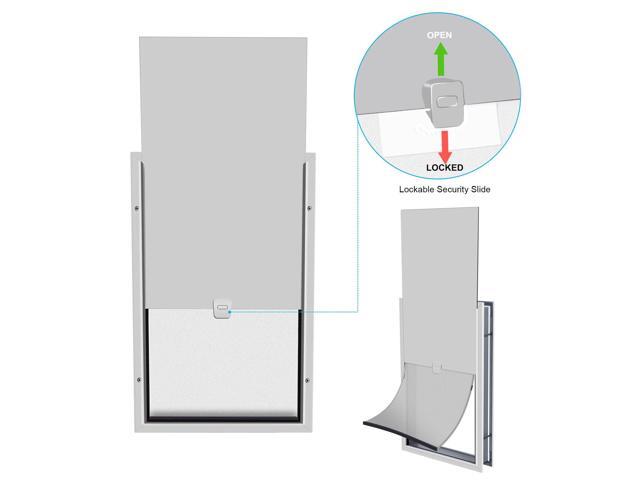 Ownpets XL Larger Pets Deluxe Aluminum Dog & Cat Pet Door with Locking Panel for Screens, Glasses, Doors & Walls, White