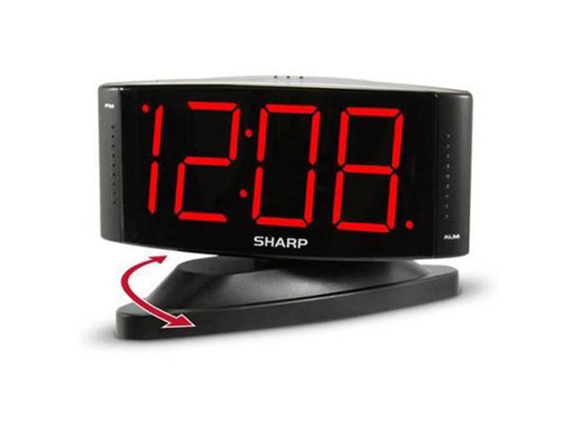 Photos - Garden Furniture Sharp 1.8' Red LED Digital Display Swivel Black Alarm Clock SPC033A 