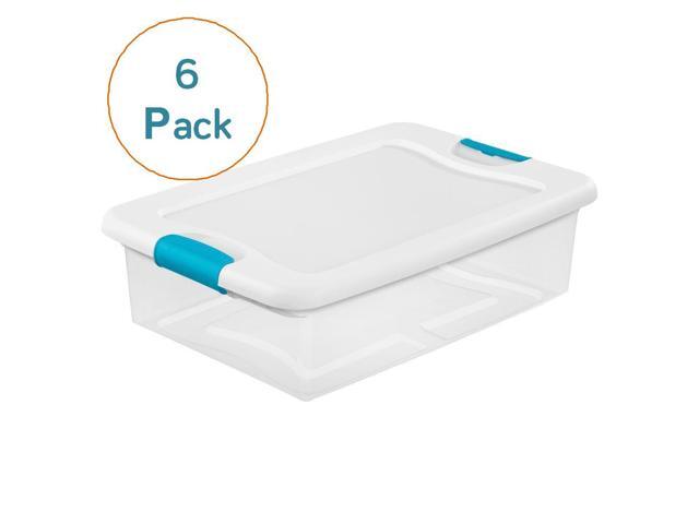 Sterilite 1496 32-Quart Clear & Blue Stackable Latching Storage Box Container