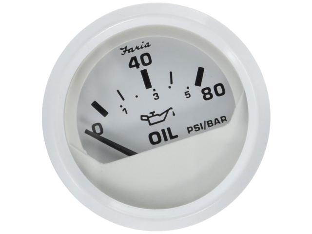 FARIA DRESS WHITE 2' OIL PRESSURE GAUGE 80 PSI
