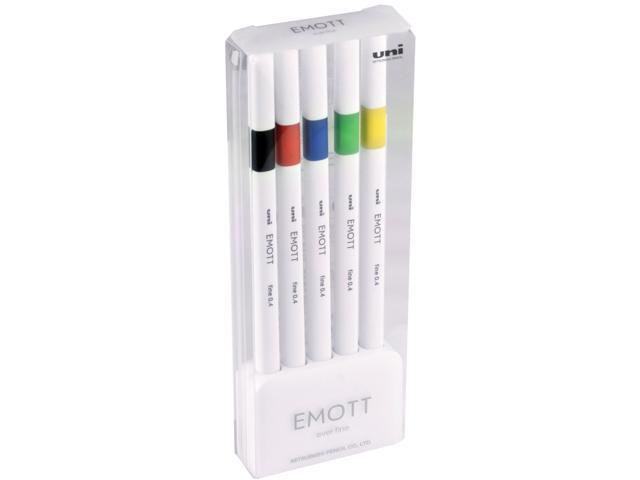 Uni-ball EMOTT Porous Point Pens Fine 0.4 mm Assorted Ink 5 Pack 24828
