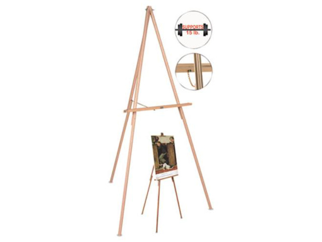 MasterVision Oak Display Tripod Easel 60' Wood/Brass FLX06203MV