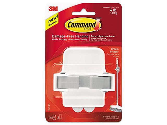 Broom Gripper, 3.12w x 2.43d x 3.34h, White/Gray, 1 Gripper & 2 Strips/Pack MMM17007ES