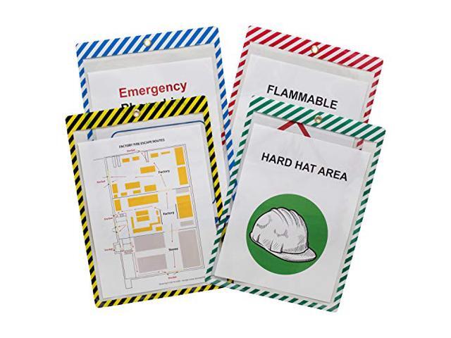 Safety Striped Shop Ticket Holders, Assorted Stripes, both sides clear, 9 x 12, 25/BX, 44100