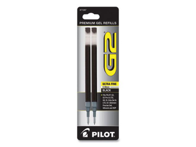 Pilot Refill for Pilot G2 Gel Ink Pens Ultra Fine Point Black Ink 2/Pack 77287