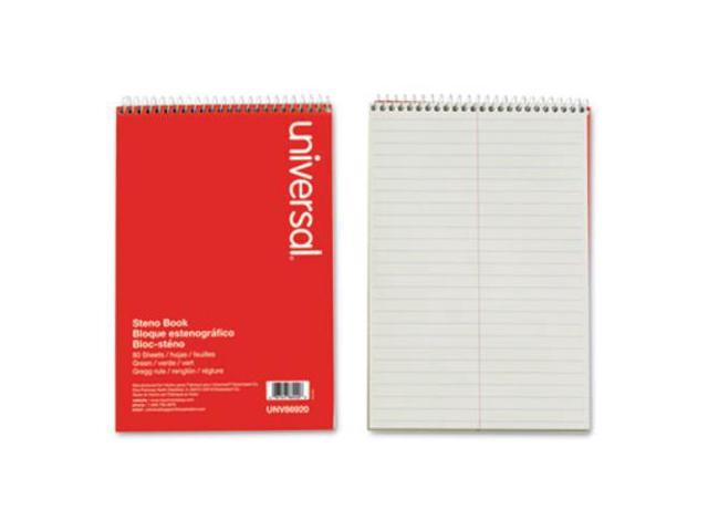 Universal Steno Pads Gregg Rule Red Cover 80 Green-Tint 6 x 9 Sheets UNV86920