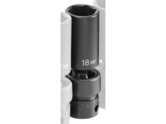 GREY PNEUMATIC 1018UMD 3/8' Drive, 18mm Metric Socket, 6 Points, 3/8'Dx18mm,D