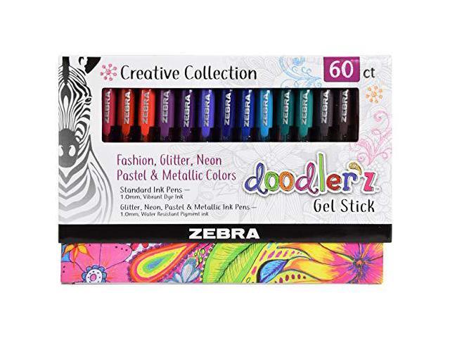 Zebra doodler'z Gel Pen Medium Point Assorted Inks 60/Pack (41960)