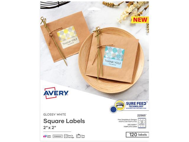 Avery Printable Blank Square Labels, 2' x 2', Glossy White, 120 Customizable Labels (22565)
