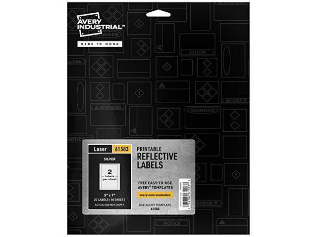 Avery Reflective Labels, 5' x 7' Silver Reflective Sign Labels, Laser Printable, 20 Labels (61583)