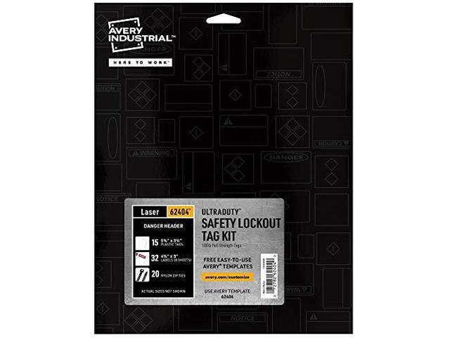 UltraDuty Lock Out Tags Kit, 100lb Pull-Strength, Print & Assemble, Makes 15 Tags, Danger Header 5.75' x 3.25' (64204)