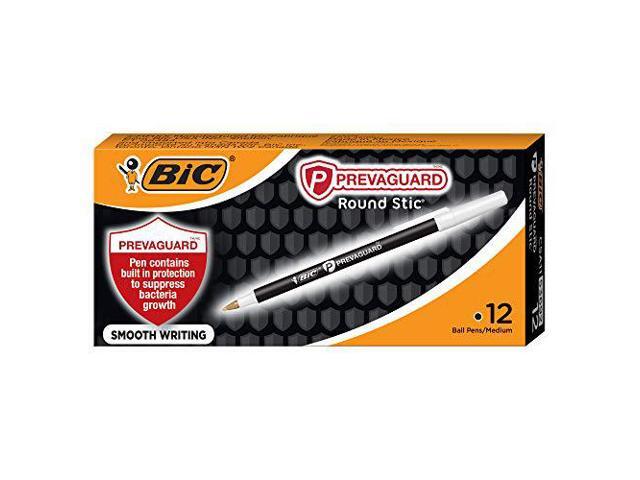 Bic PrevaGuard Ballpoint Stick Pen, Bk Ink/Bk Barrel, 1 mm, Dozen (BICGSAM11BK)