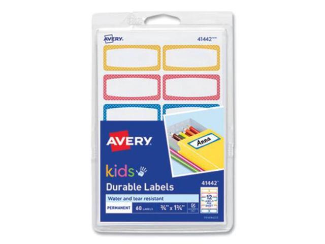 Avery Kids Handwritten Id Labels, 1.75 x .75, Bl; Og; Ylw Brdr, 60/PK (AVE41442)