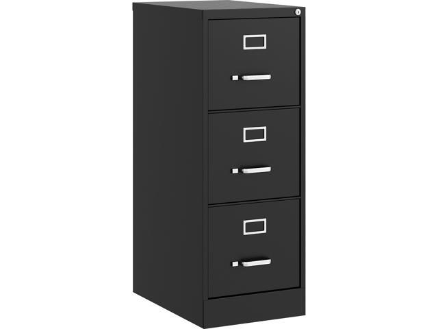 Lorell Vertical File, 22' Deep, 3-Dwr, Letter, 15'X22'X52', Bk (LLR42297)