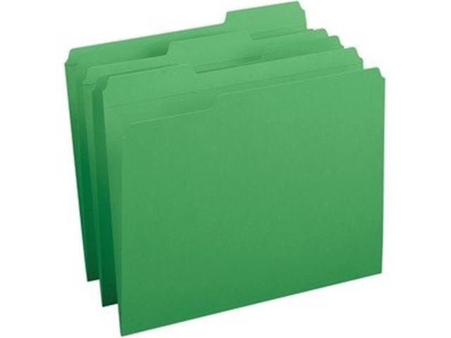 Business Source Folders, 1/3-Cut Reinforced Tab, Green, 100/Box (BSN03174)