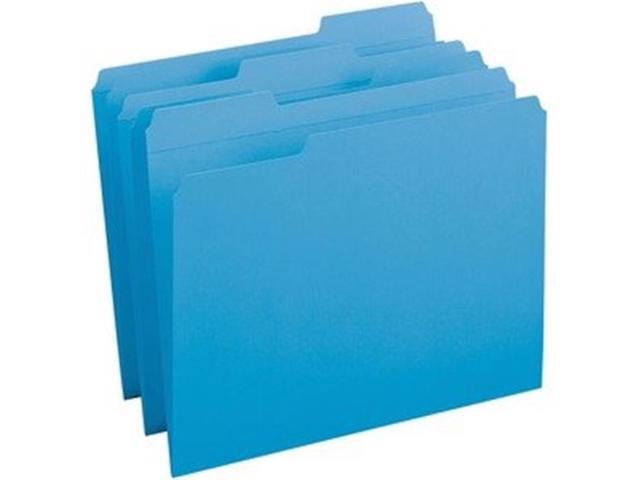 Business Source Folders, 1/3-Cut Reinforced Tab, Blue, 100/Box (BSN03172)