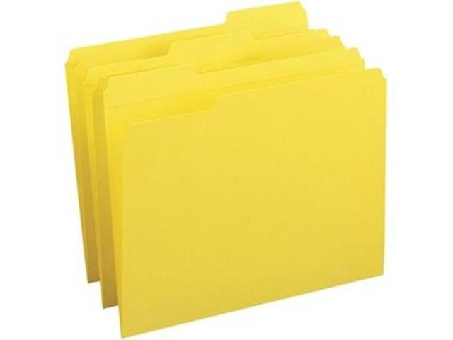 Business Source Folders, 1/3-Cut Reinforced Tab, Yellow, 100/Box (BSN03173)