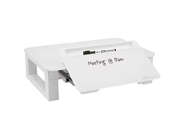 quartet desktop glass monitor riser for computer with dry-erase board, adjustable height (q090gmrw01)