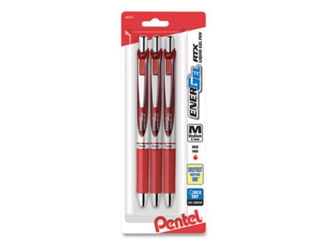 EnerGel RTX Gel Pen Retractable Medium 0.7 mm Red Ink Red/Gray Barrel 3/Pack BL77BP3B