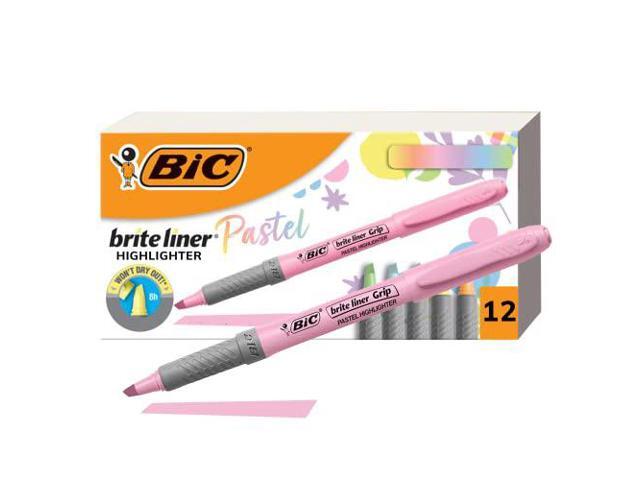 Bic Brite Liner Grip Highlighter, Assorted Pastel, 12/DZ (BICGBLD11AST)