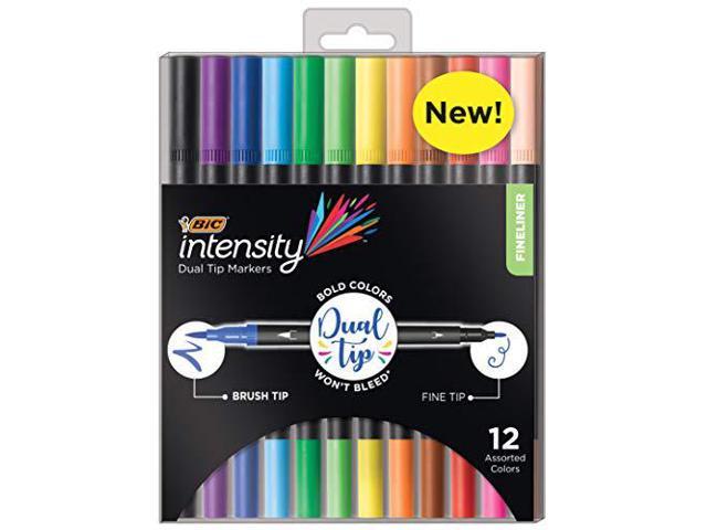BIC Marker, Dual Tip, 5-1/10'Wx6-3/10'Lx2/5'H, 12/PK, Assorted (BICFPINDP12AST)