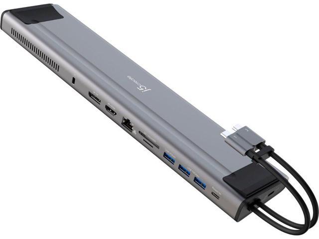 j5create usb c dual 4k 60hz display docking station (12-in-1), built-in m.2 ssd slot, hdmi, displayport, 10gbps usb-a, card reader, pd 100w,...