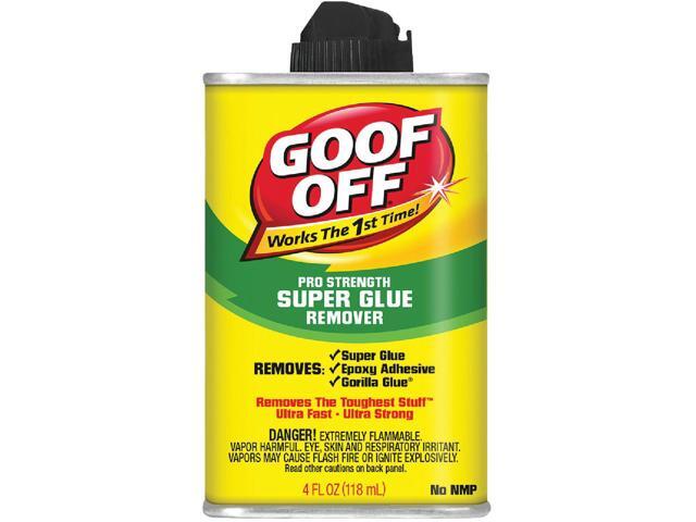 goof off fg678, pro strength can, 4oz super glue remover, yellow