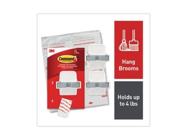 3M Broom Gripper 3.12w x 1.85d x 3.34h White/Gray 3 Grippers/6 Strips 170073NA