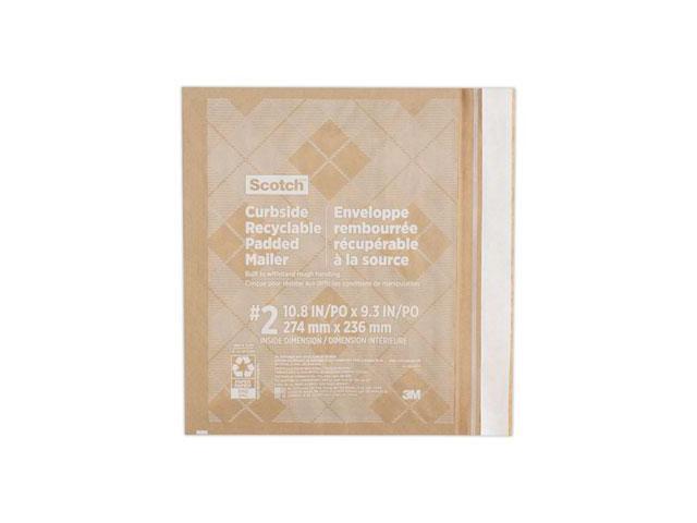 3M Scotch Curbside Recyclable Padded Mailer #2 Natural Kraft 100Ct 7100258635