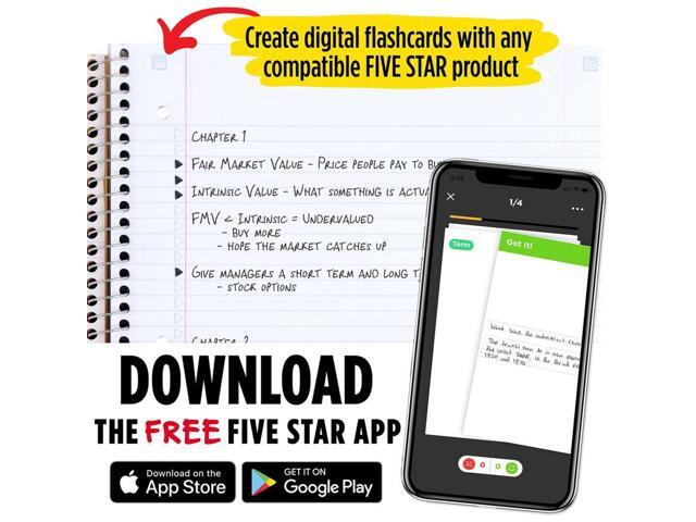Five Star 5-Subject Notebook 8.5' x 11' College Ruled 200 Sheets 958110