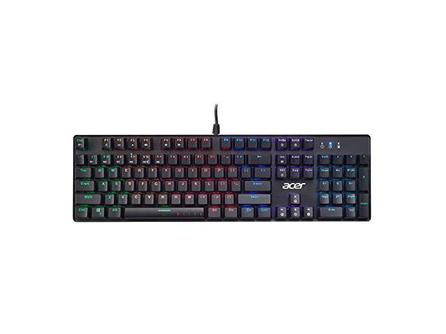 Acer Nitro Gen 2 Wired Gaming Keyboard - Blue Switches, RGB Backlit, 104-Key Full Size, Clicky & Tactile, Anti-Ghosting, Metal Top Plate, USB Wired