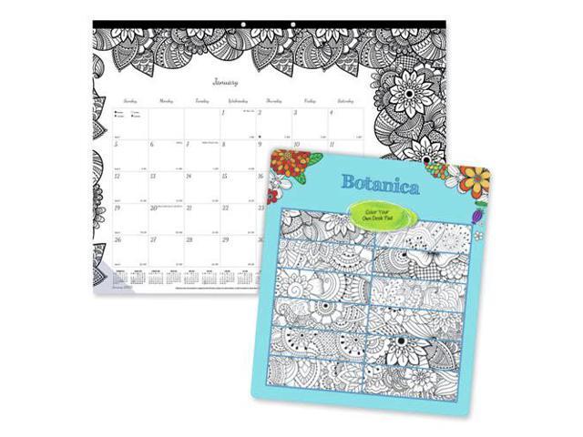 2023 Blueline 22'' x 17'' Monthly Doodle Plan Coloring Desk Pad Calendar