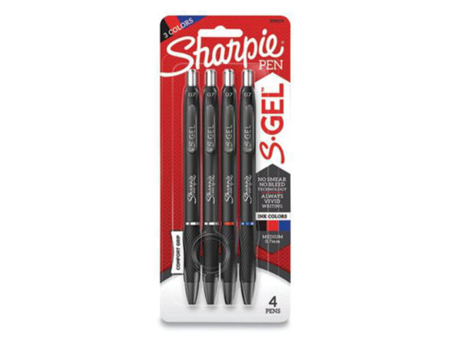 Sharpie S-Gel High-Performance Gel Pen Retractable Medium Assorted 4/Pk 2096174