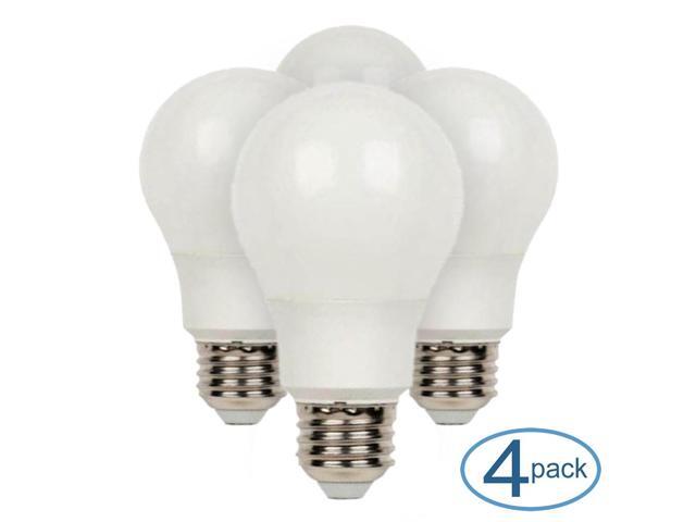 SATCO S28563 Bulb, LED, 10W, A19, Medium, 120V, Frosted White, 50K, 4PK