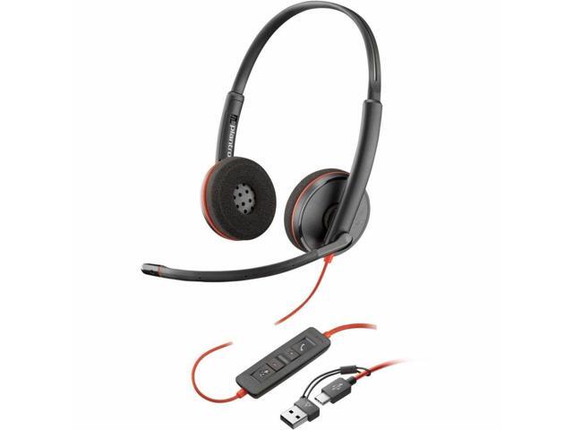 Poly Blackwire 3220 Stereo USB-C Headset + USB-C/A Adapter - Stereo - USB Type C, Mini-phone (3.5mm) - Wired - 32 Ohm - On-ear - Binaural - Ear-cup...