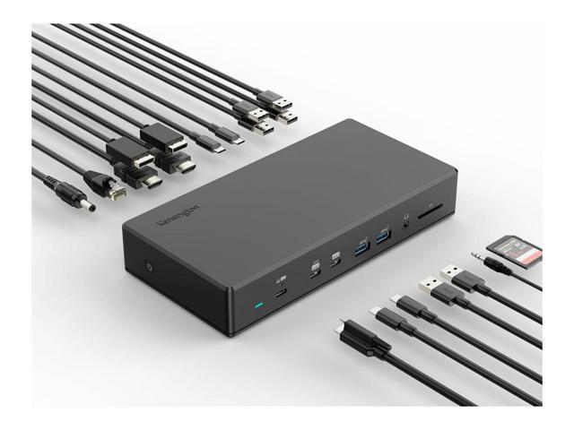 Kensington SD4880P USB-C 4k Quad Monitor Docking Station, 6 x USB-A & 4 x USB-C, 2Gbps Ethernet, 100W PD, Audio Jack, 2xDisplayPort, 2xHDMI, SD...