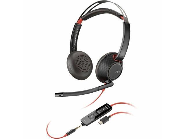 Plantronics Poly Blackwire 5220 Stereo USB-C Headset +3.5mm Plug +USB-C/A Adapter
