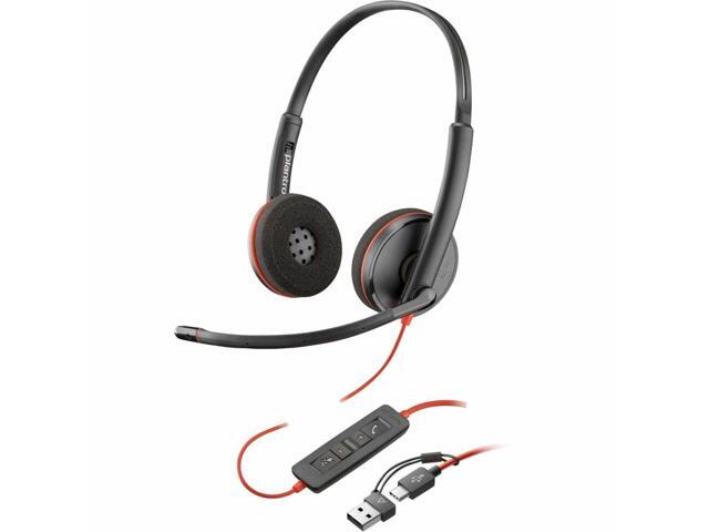 Poly Blackwire 3220 Stereo USB-C Black Headset + USB-C/A Adapter (Bulk) - Stereo - USB Type C, Mini-phone (3.5mm) - Wired - 32 Ohm - On-ear -...