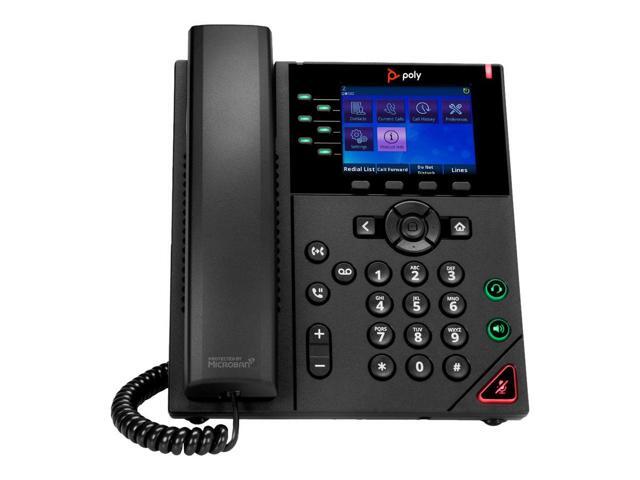 HP Poly VVX 350 IP Phone and PoE enabled, Corded Desktop Wall Mountable Phone, Black 89B68AA