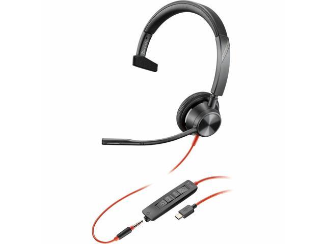 Poly Blackwire 3315 Monaural USB-C Headset +3.5mm Plug +USB-C/A Adapter - Mono - USB Type C, Mini-phone (3.5mm) - Wired - 32 Ohm - On-ear -...